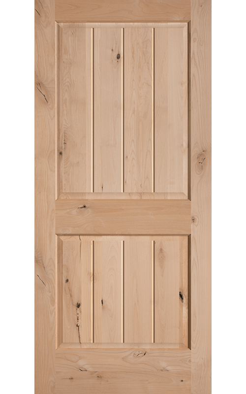 Knotty Alder 2-Panel Plank Square Top Interior