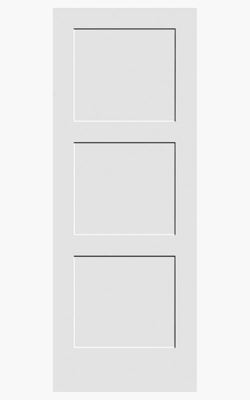 Primed Shaker 3 Equal Panel Interior 1-3/8" Solid Core