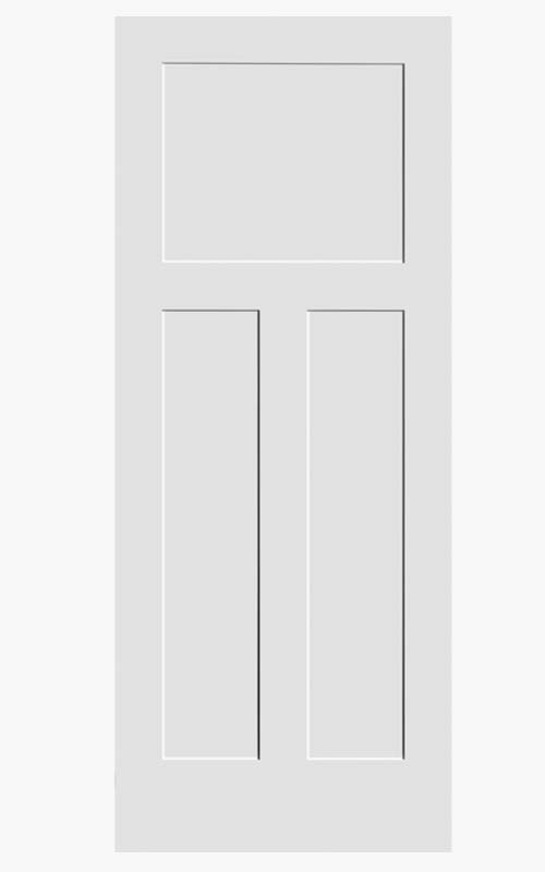 Primed Shaker 3-Panel Craftsman Interior 1-3/8" Solid Core